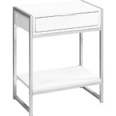 24"H Accent Table in Glossy White & Chrome Metal